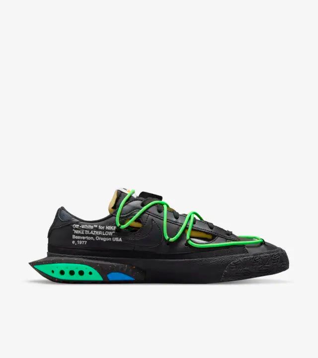 Blazer Low x Off-White ™️ Black and Electro Green FEKETE UTCAI CIPŐ - Golyó Sport #Image size#