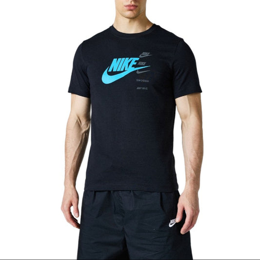 Nike Sportswear T-Shirt Black With Blue Férfi Póló