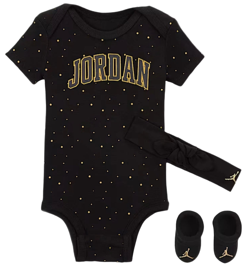 Jordan Infant Jersey "3 darabos dobozos" - Black/Gold Baby Szett