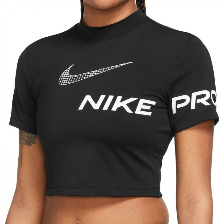 Nike Pro Dri-FIT Női rövid ujjú, vágott grafikus edzőfelső
