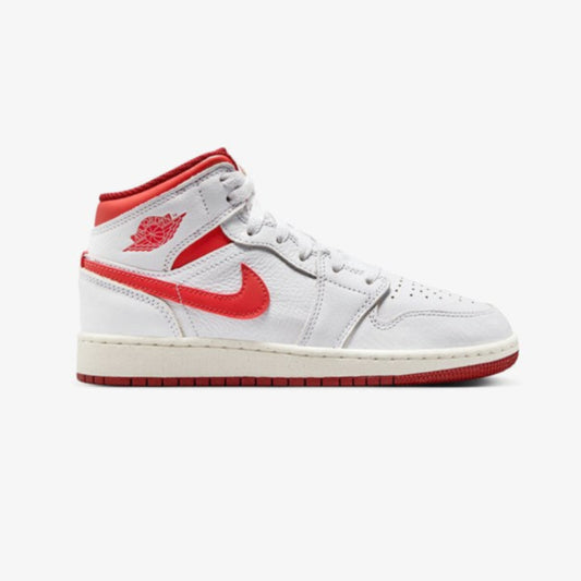 Air Jordan 1 Mid SE "White Dune Red" (GS)