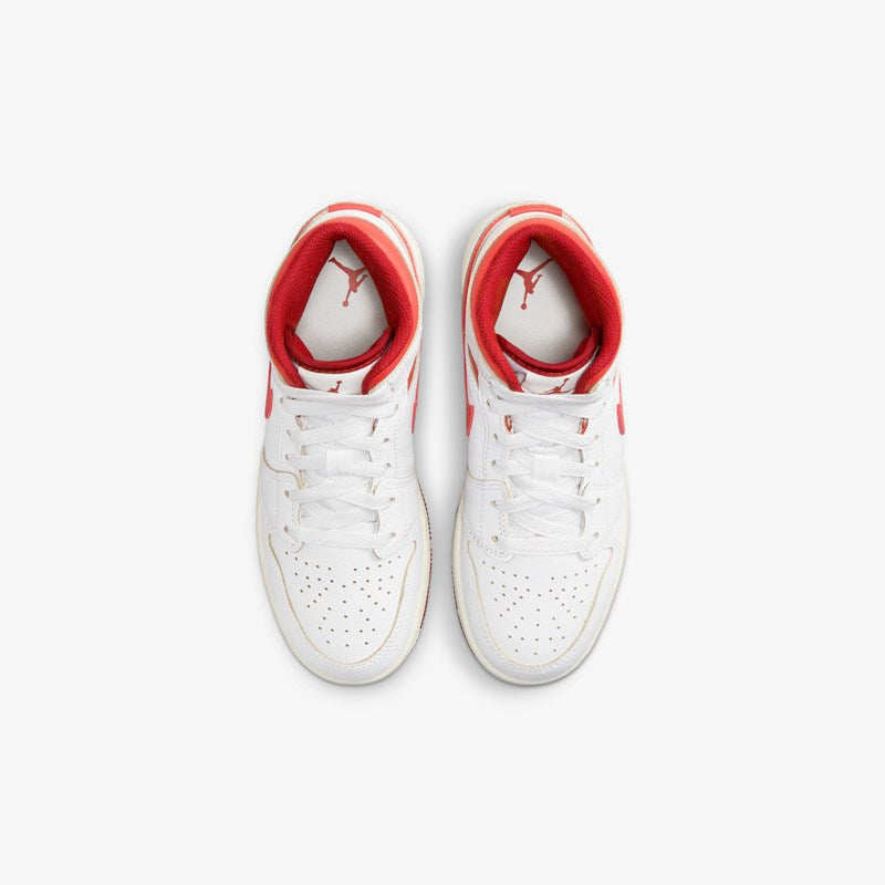Air Jordan 1 Mid SE "White Dune Red" (GS)