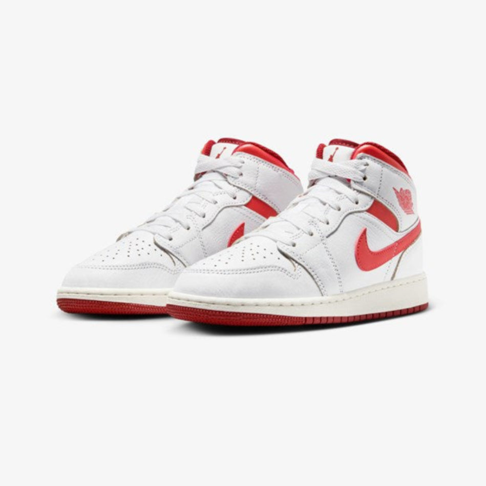 Air Jordan 1 Mid SE "White Dune Red" (GS)
