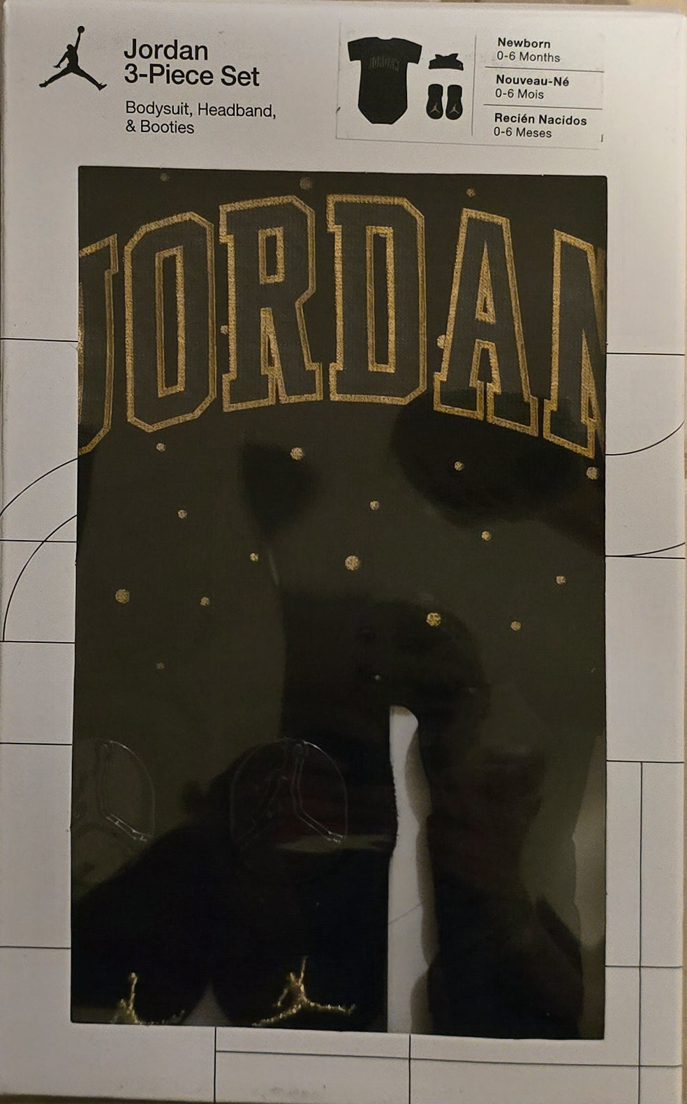 Jordan Infant Jersey "3 darabos dobozos" - Black/Gold Baby Szett