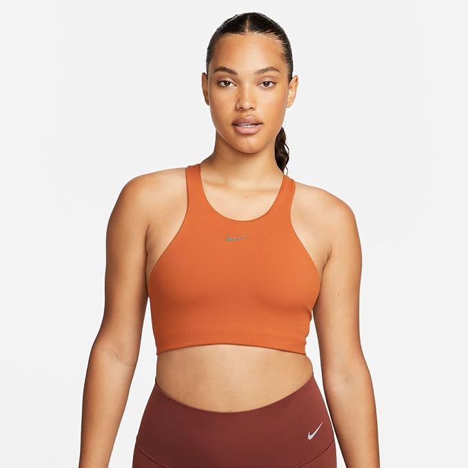 Nike sportmelltartó Donna NY Dri-Fit Alate Curve melltartó, sötét rozsda