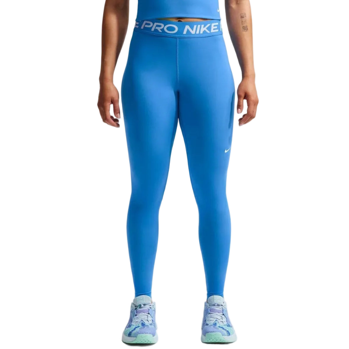 Nike Pro Női, középmagas derekú, hálós panelekkel ellátott "Kék" leggings