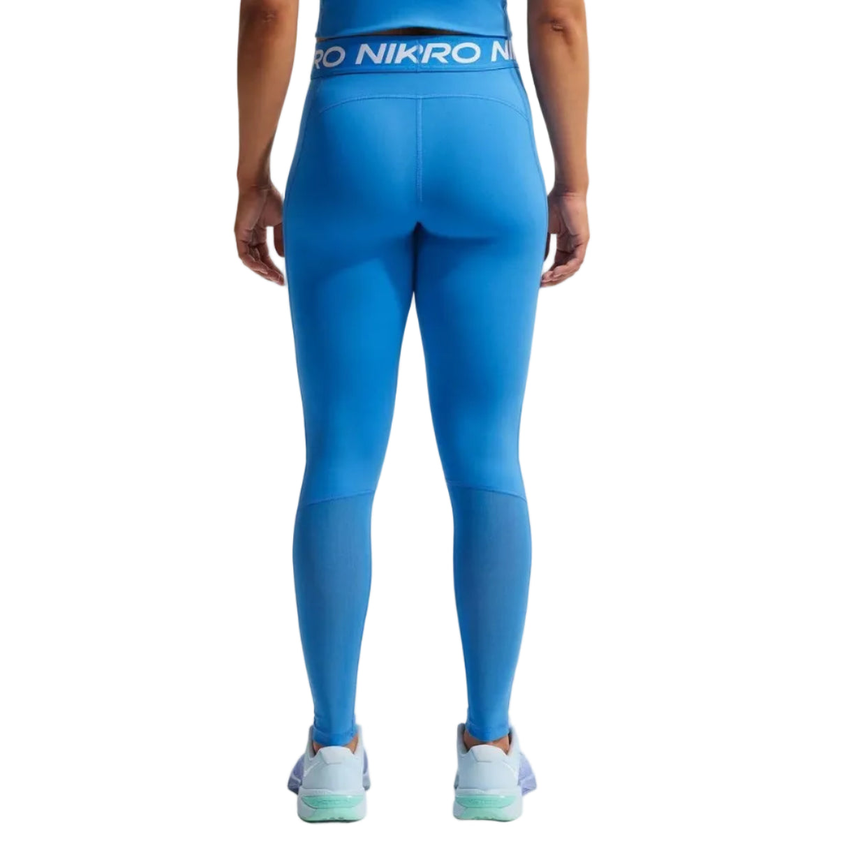 Nike Pro Női, középmagas derekú, hálós panelekkel ellátott "Kék" leggings