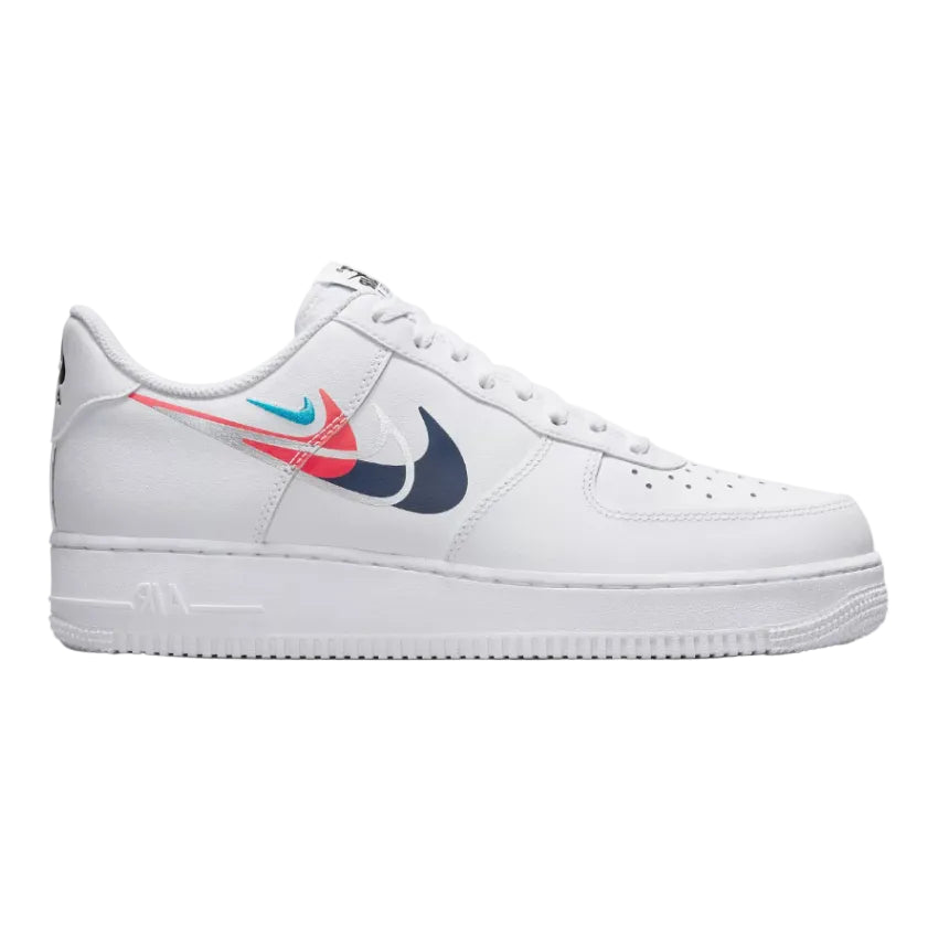 NIKE AIR FORCE 1 LOW '07 QUADRUPLE SWOOSH WHITE NAVY CRIMSON