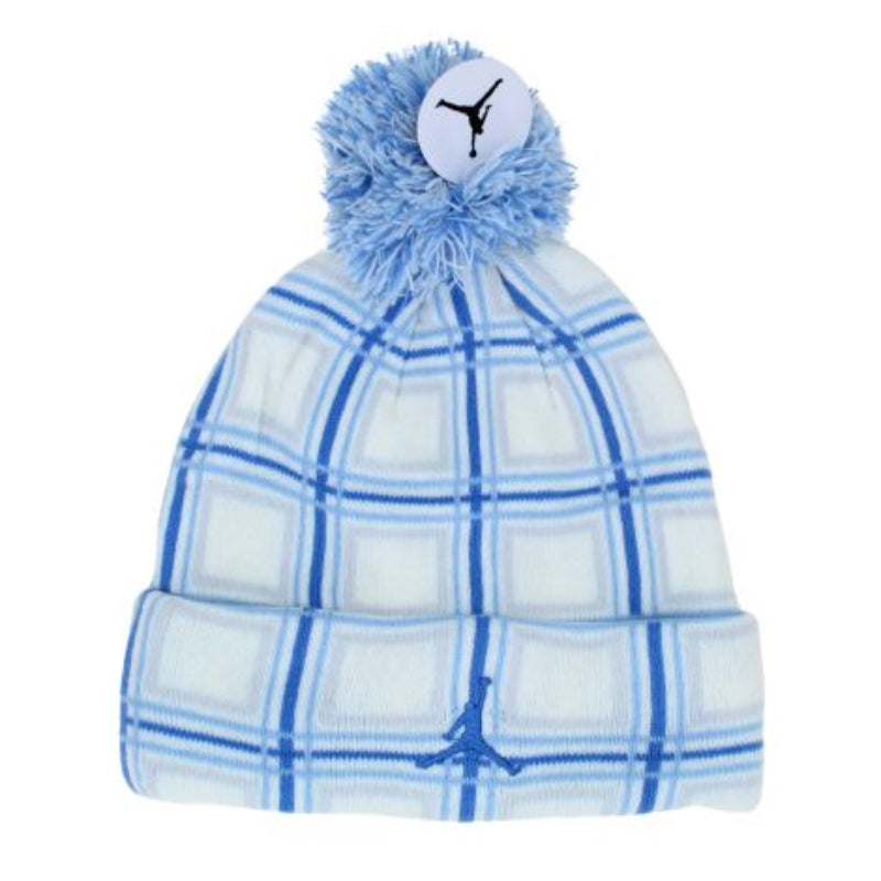 Jordan "Fehér/Kék" kockás-pomponos gyerek sapka