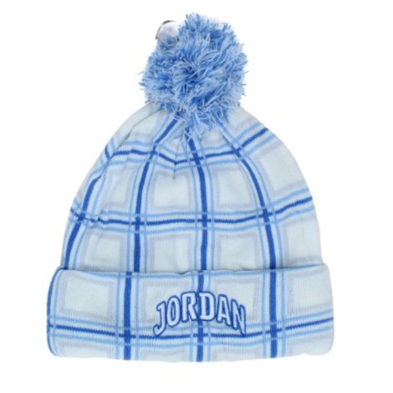 Jordan "Fehér/Kék" kockás-pomponos gyerek sapka