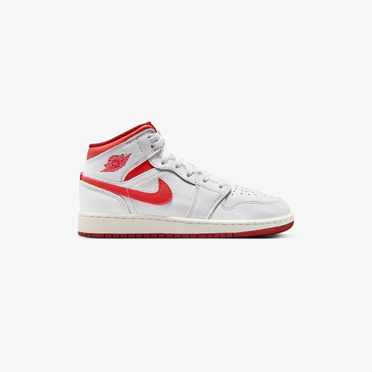 Air Jordan 1 Mid SE "White Dune Red" (GS)